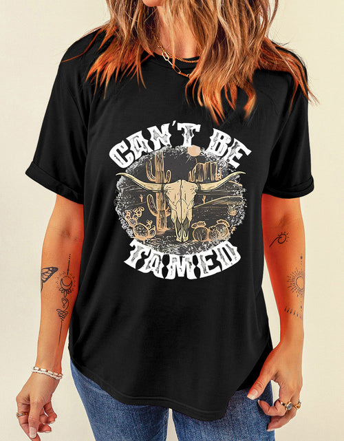 Load image into Gallery viewer, Graphic Round Neck Short Sleeve T-Shirt
