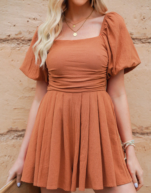 Load image into Gallery viewer, Square Neck Pleated Romper with Pockets
