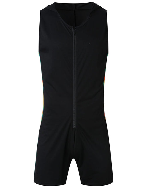 Load image into Gallery viewer, Men's Full Size Contrast Zip Front Sleeveless Active Romper Plus Size
