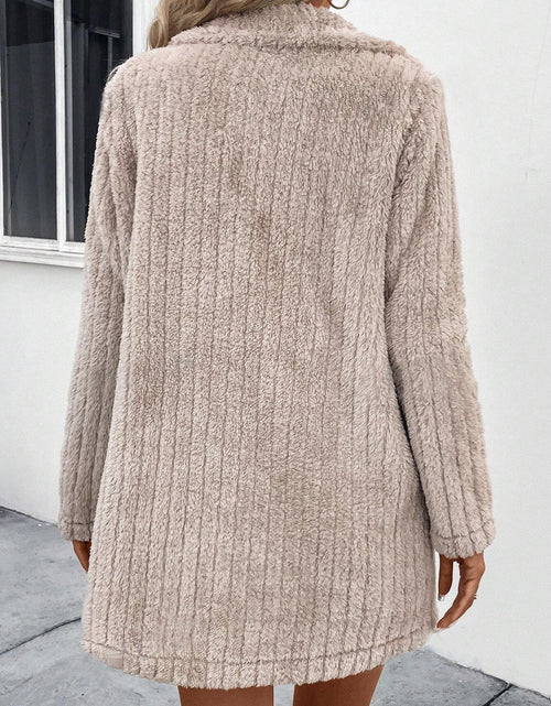 Load image into Gallery viewer, Fuzzy Button Up Long Sleeve Coat with Pockets
