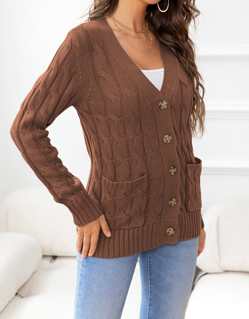 Load image into Gallery viewer, Button Down Cable-Knit Cardigan
