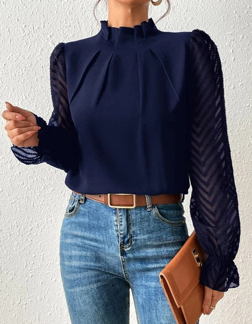 Load image into Gallery viewer, Mock Neck Flounce Sleeve Blouse
