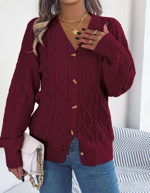 Load image into Gallery viewer, Cable-Knit Long Sleeve Cardigan
