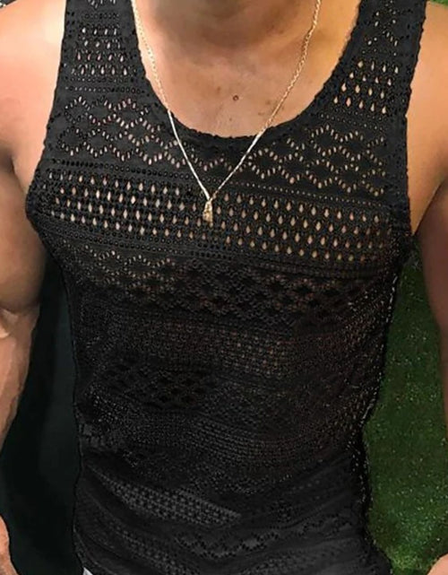 Load image into Gallery viewer, Men's Full Size Openwork Round Neck Tank Plus Size
