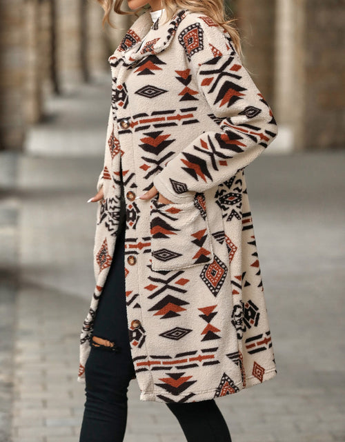 Load image into Gallery viewer, Geometric Pocketed Dropped Shoulder Coat
