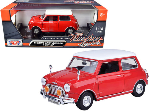Load image into Gallery viewer, 1961-1967 Morris Mini Cooper Red with White Top "Timeless Legends" 1/18 Diecast Model Car by Motormax

