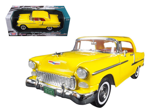 Load image into Gallery viewer, 1955 Chevrolet Bel Air Convertible Soft Top Yellow "Timeless Classics" 1/18 Diecast Model Car by Motormax
