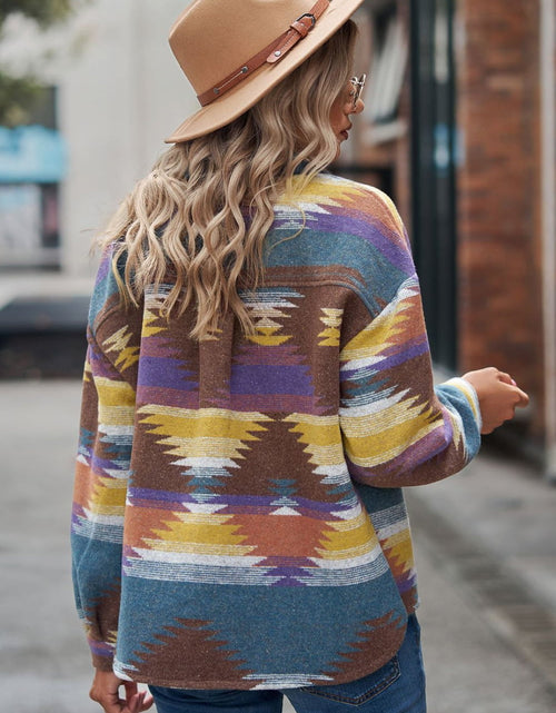 Load image into Gallery viewer, Printed Collared Neck Jacket
