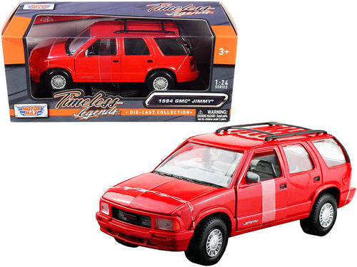 Load image into Gallery viewer, 1994 GMC Jimmy with Roof Rack Red "Timeless Legends" Series 1/24 Diecast Model Car by Motormax
