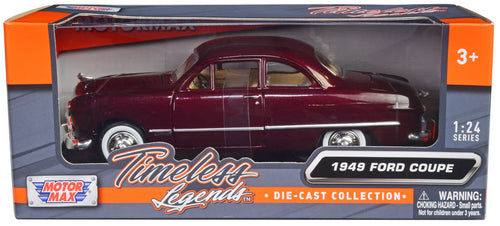 Load image into Gallery viewer, 1949 Ford Coupe Burgundy 1/24 Diecast Model Car by Motormax
