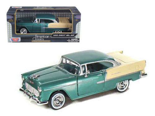 Load image into Gallery viewer, 1955 Chevrolet Bel Air Green 1/24 Diecast Model Car by Motormax

