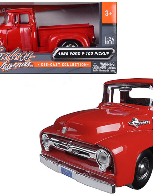 Load image into Gallery viewer, 1956 Ford F-100 Pickup Red 1/24 Diecast Model Car by Motormax
