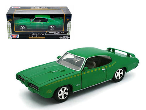 Load image into Gallery viewer, 1969 Pontiac GTO Judge Green with Stripes 1/24 Diecast Model Car by Motormax

