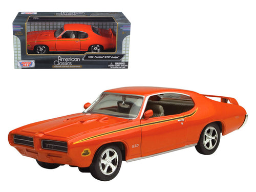 Load image into Gallery viewer, 1969 Pontiac GTO Judge Orange with Stripes 1/24 Diecast Model Car by Motormax
