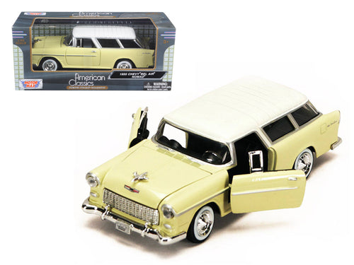 Load image into Gallery viewer, 1955 Chevrolet Bel Air Nomad Yellow with White Top 1/24 Diecast Model Car by Motormax
