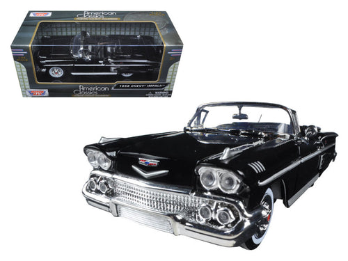 Load image into Gallery viewer, 1958 Chevrolet Impala Convertible Black 1/24 Diecast Model Car by Motormax
