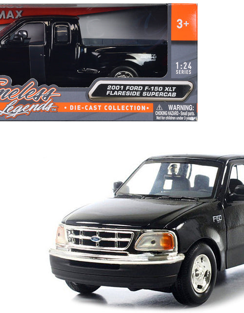 Load image into Gallery viewer, 2001 Ford F-150 XLT Flareside Supercab Pickup Truck Black 1/24 Diecast Car Model by Motormax
