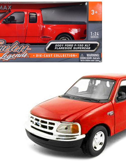 Load image into Gallery viewer, 2001 Ford F-150 XLT Flareside Supercab Pickup Truck Red 1/24 Diecast Model Car by Motormax

