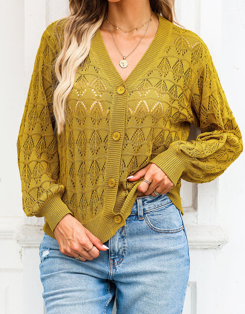 Load image into Gallery viewer, Openwork V-Neck Cardigan

