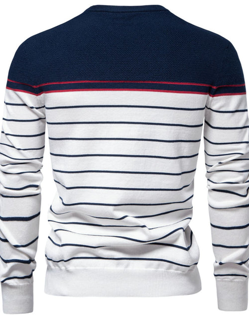 Load image into Gallery viewer, Men's Striped Round Neck Long Sleeve Sweater
