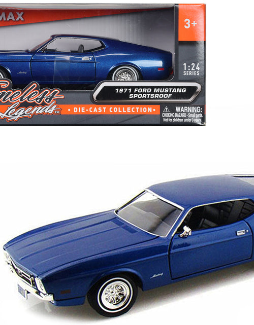 Load image into Gallery viewer, 1971 Ford Mustang Sportsroof Blue 1/24 Diecast Model Car by Motormax

