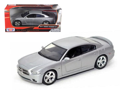 Load image into Gallery viewer, 2011 Dodge Charger R/T Hemi Silver 1/24 Diecast Model Car by Motormax
