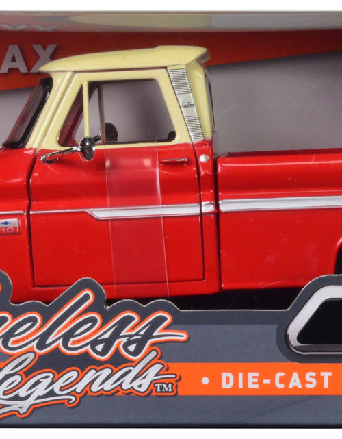 Load image into Gallery viewer, 1966 Chevrolet C10 Fleetside Pickup Truck Red with Cream Top "American Classics" 1/24 Diecast Model Car by Motormax
