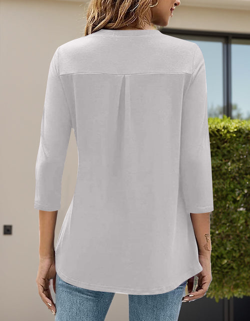 Load image into Gallery viewer, Notched Three-Quarter Sleeve T-Shirt
