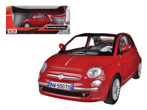 Load image into Gallery viewer, Fiat 500 Nuova Cabrio Red 1/24 Diecast Model Car by Motormax
