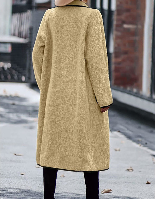 Load image into Gallery viewer, Full Size Contrast Trim Long Sleeve Coat with Pockets
