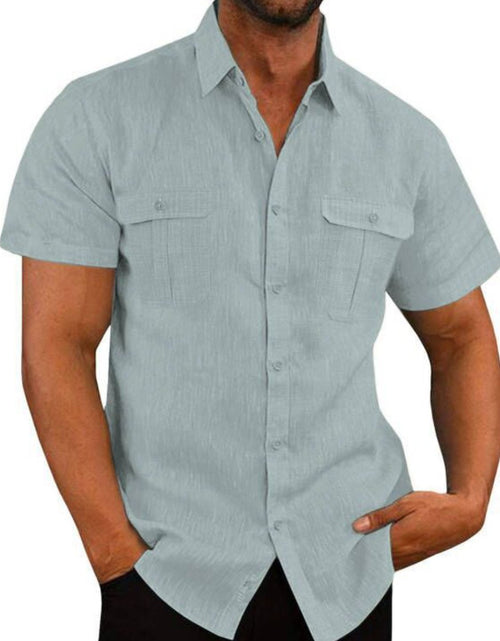 Load image into Gallery viewer, Men's Plus Size Collared Neck Short Sleeve Shirt
