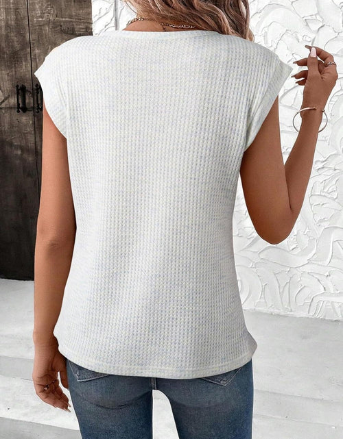 Load image into Gallery viewer, Heathered Round Neck Cap Sleeve T-Shirt
