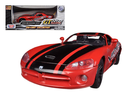 Load image into Gallery viewer, 2003 Dodge Viper SRT-10 #8 Red with Black Stripes "GT Racing" Series 1/24 Diecast Model Car by Motormax

