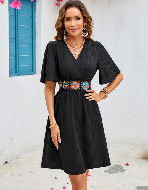 Load image into Gallery viewer, Surplice Flutter Sleeve Mini Dress
