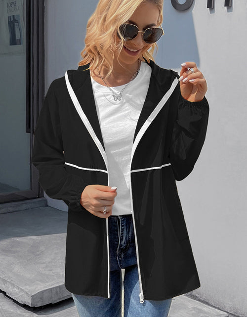 Load image into Gallery viewer, Ivy Lane Zip Up Long Sleeve Hooded Watertight Jacket
