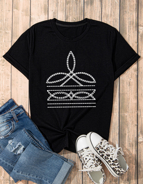 Load image into Gallery viewer, Graphic Round Neck Short Sleeve T-Shirt
