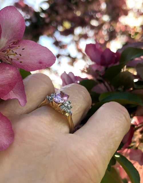 Load image into Gallery viewer, Vintage 1980's Cubic Zirconia Ring with Clear Austrian Crystals 18k Yellow Gold Electroplated by PVD Vintage Jewelry
