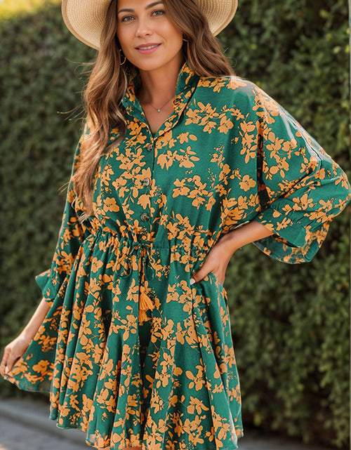 Load image into Gallery viewer, Printed Three-Quarter Sleeve Mini Dress
