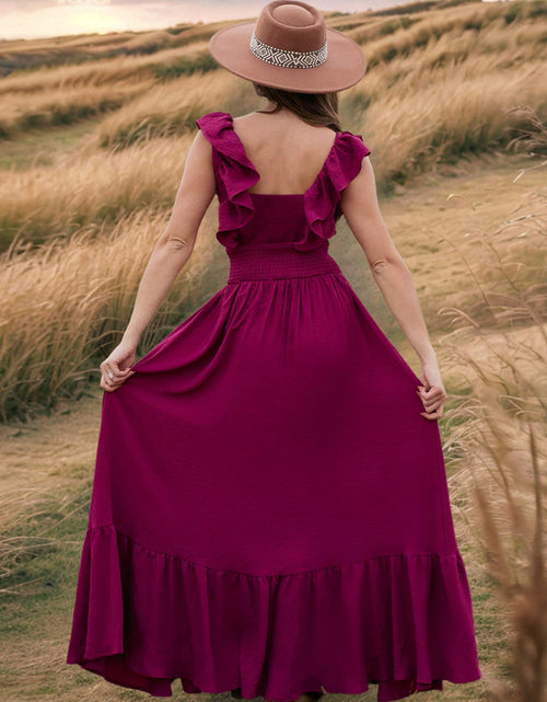 Load image into Gallery viewer, Ruffled Smocked Square Neck Maxi Dress
