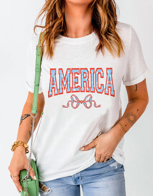 Load image into Gallery viewer, AMERICA Round Neck Short Sleeve T-Shirt
