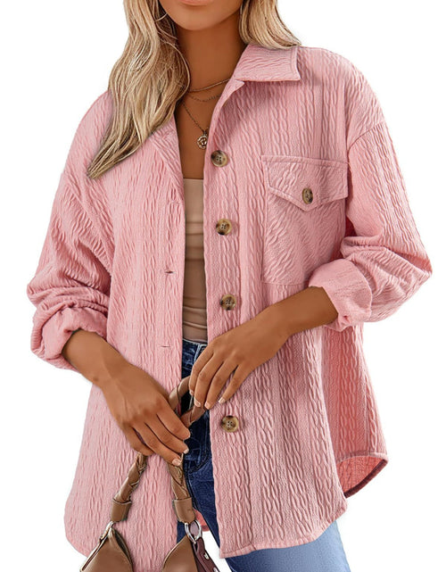 Load image into Gallery viewer, Textured Button Up Long Sleeve Shacket
