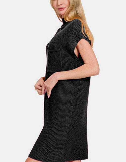 Load image into Gallery viewer, Zenana Mock Neck Short Sleeve Sweater Dress
