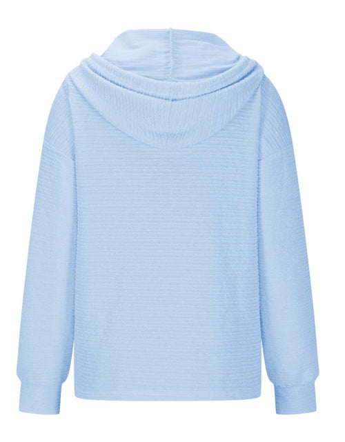 Load image into Gallery viewer, Drawstring Quarter Button Long Sleeve Hoodie
