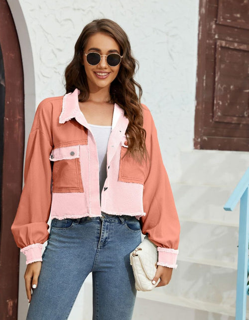 Load image into Gallery viewer, Color Block Crop Jacket with Pockets

