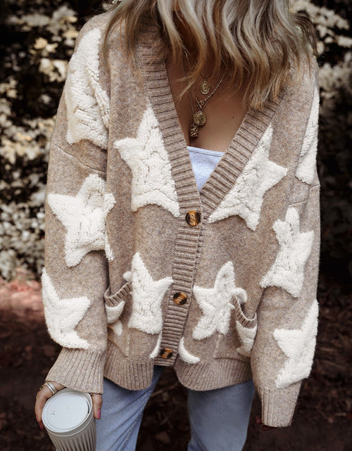 Load image into Gallery viewer, Star Button Up Long Sleeve Cardigan
