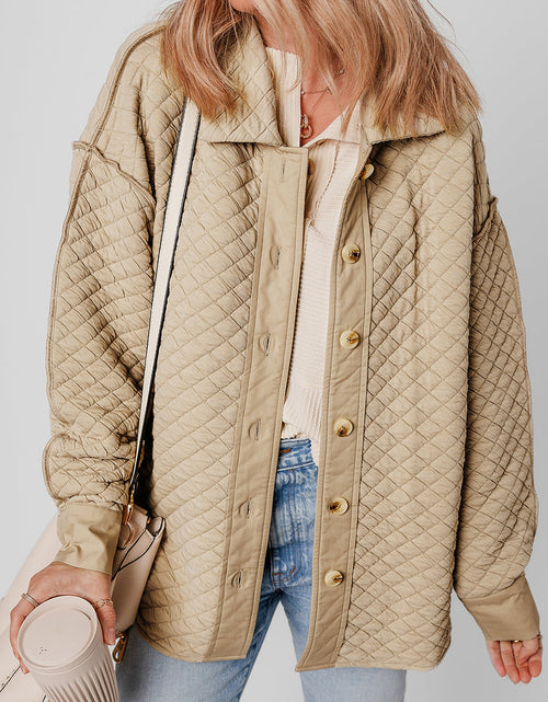 Load image into Gallery viewer, Exposed Seam Collared Neck Button Up Shacket
