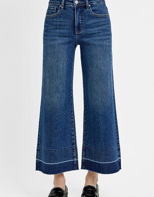 Load image into Gallery viewer, RISEN Full Size Tummy Control High Rise Crop Wide Hem Jeans Plus Size
