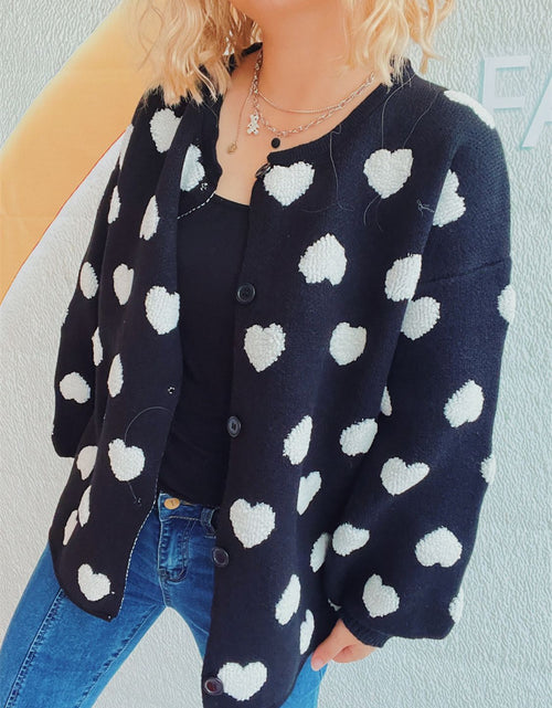 Load image into Gallery viewer, Heart Button Up Long Sleeve Cardigan
