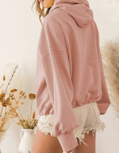 Load image into Gallery viewer, Zip-Up Dropped Shoulder Hoodie

