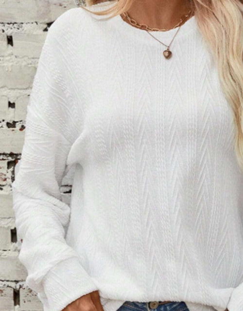 Load image into Gallery viewer, Textured Round Neck Long Sleeve T-Shirt
